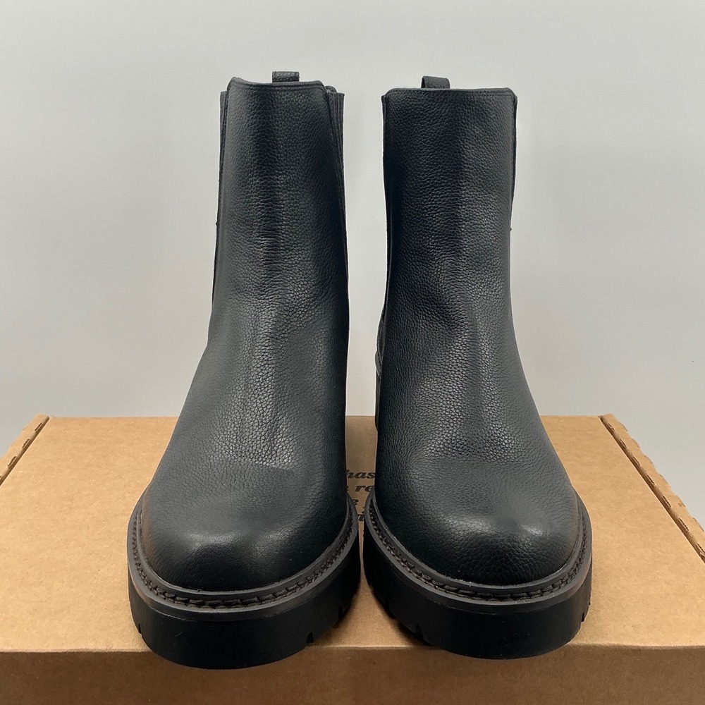 Nordstrom Delaney-Lea Black Leather Lug Sole Chelsea Boots Mens 12M RN58665